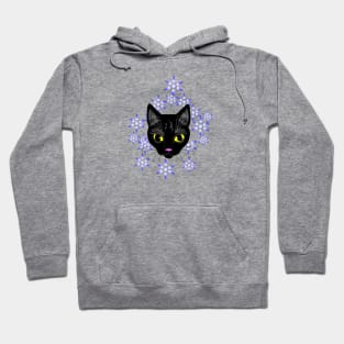 Black Cat in flowers Hoodie